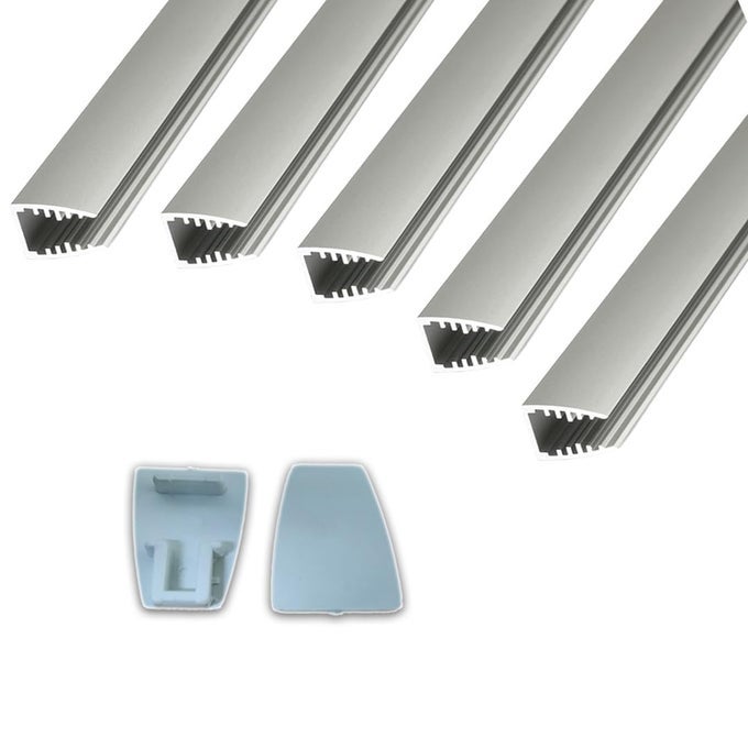 LIGHTING ALUMINIUM LED 1METER 8MM GLASS PROFILES FOR CEILINGS AND WALLS WALL MOUNTED HOME KITCHEN INDOOR OUTDOOR PROFILE WITH END CAPS FOR LED STRIP LIGHT 21X17MM PACK OF 5
