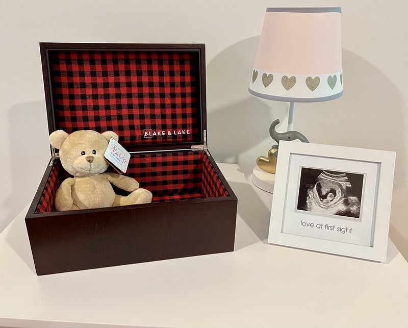 Blake & Lake Large Oak Wooden Keepsake Box - Storage Box Lined with Buffalo Plaid - Decorative Boxes for Home (Hinge Box) - Image 5