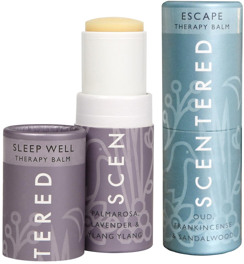 Scentered Scentered Aromatherapy Balm Stick Duo for Sleep  Meditation  Roll On Essential Oil Blends of Oud Lavender Ylang Ylang  Aromatherapy Gifts for Women  Sleep Well  Escape 