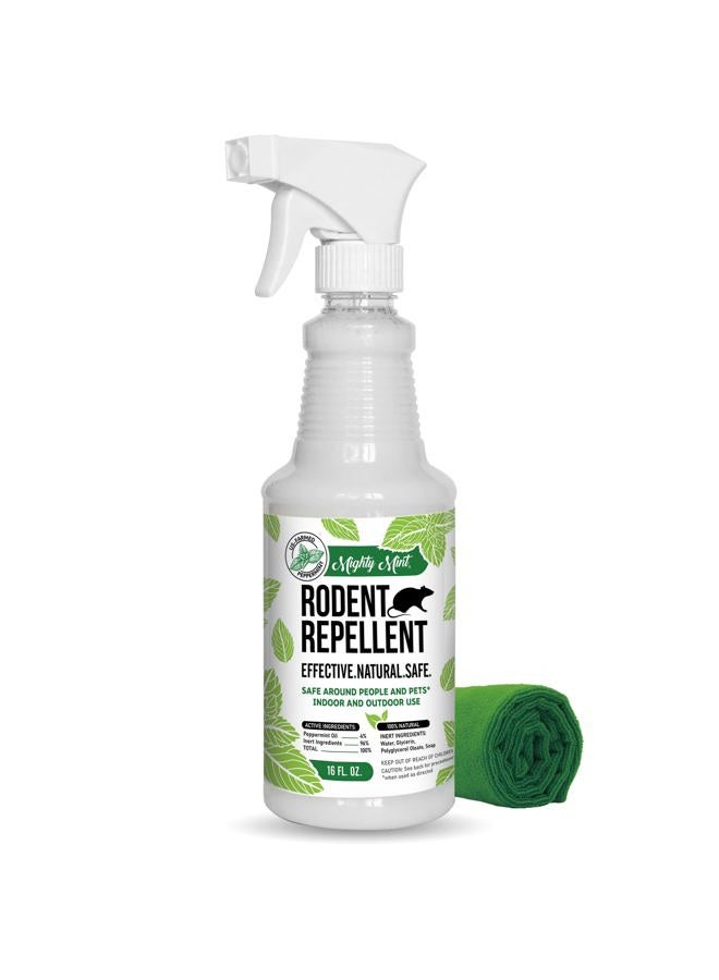 Mighty Mint رذاذ طارد القوارض بزيت النعناع - تحكم طبيعي داخلي وخارجي للفئران والجرذان - تركيبة نباتية، قوية للغاية - 16 أونصة - Image 1