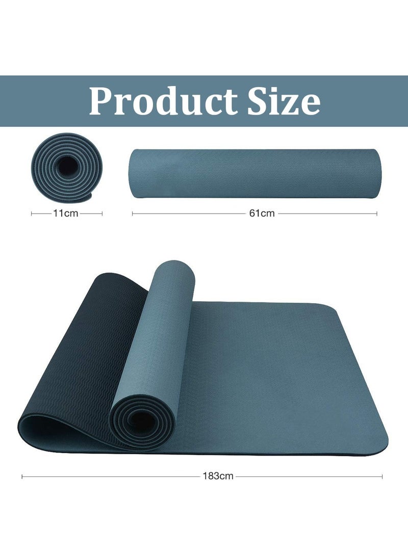 اسم المحتوى ناريلا سجادة يوجا، سجادة تمارين لياقة بدنية سميكة للغاية 6 مم من مادة TPE مع حزام حمل وحقيبة تخزين، سجادات تمرين للنساء والرجال، للاستخدام المنزلي وتمارين البيلاتس والأرضيات - Image 5