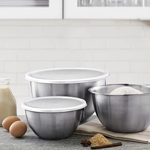 Tovolo Stainless Steel Mixing Bowls with Lid Set of 3 Nesting Mixing Bowls Small Medium Large, Dishwasher Safe Metal Bowl Set with BPA Free Lids Stamped Measurements for Measuring Cooking Baking - Image 2