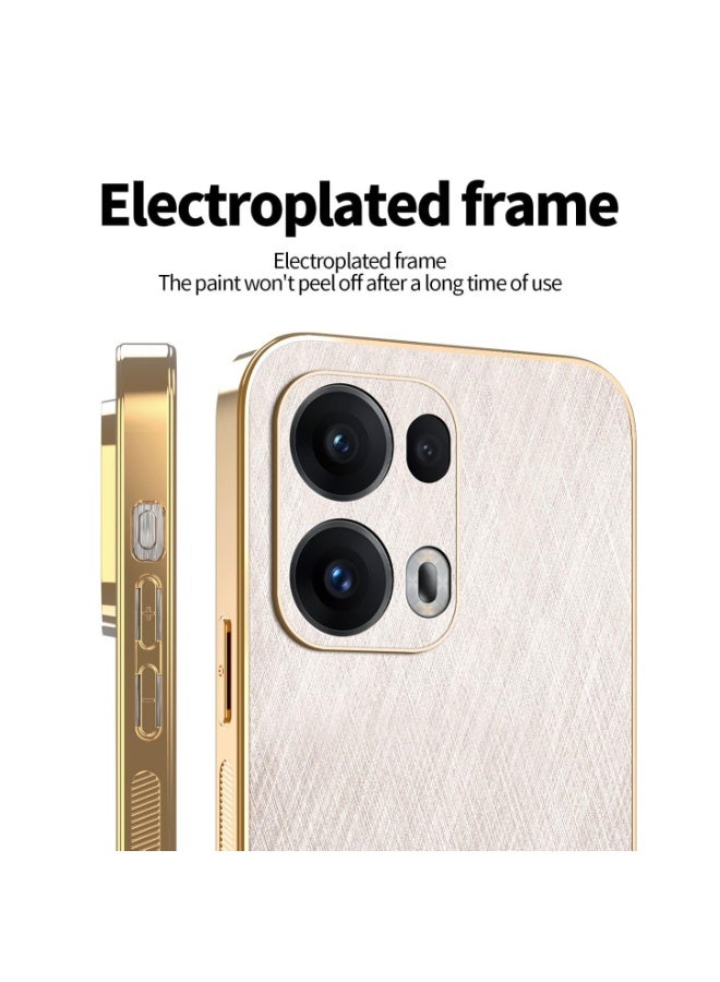 general Case for OPPO Reno 14 Pro 5G (Reno14 Pro 5G), Elegant Brushed Metal Design, Premium Leather Finish Shell, Ultra-thin Soft Silicone TPU Bumper Shockproof Cover - Image 2