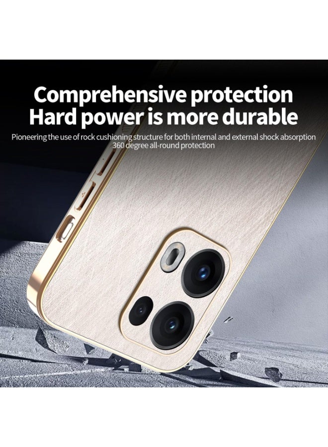 general Case for OPPO Reno 14 Pro 5G (Reno14 Pro 5G), Elegant Brushed Metal Design, Premium Leather Finish Shell, Ultra-thin Soft Silicone TPU Bumper Shockproof Cover - Image 3