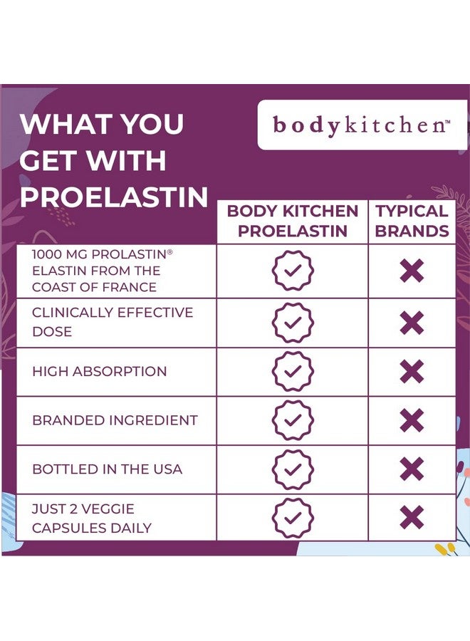 Body Kitchen برو-إيلاستين من بودي كيتشن، 1000 ملغ مكمل إيلاستين، يساعد في تقليل علامات الشيخوخة، تحسين صحة البشرة، الصلابة والمرونة، تقليل التجاعيد، كبسولات نباتية، (عبوة من 1) - Image 5