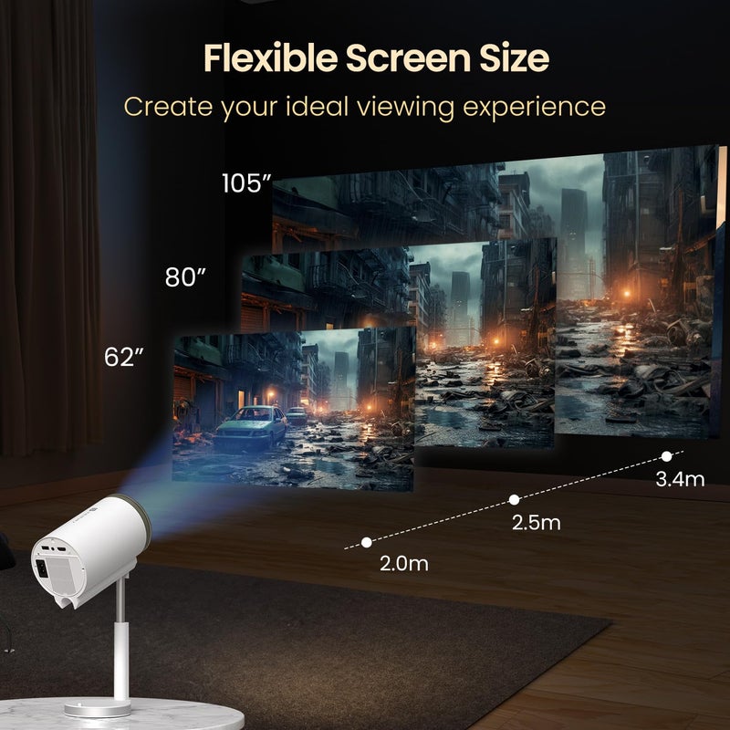 Portronics Beem 520 Smart LED Projector with Built-in Stand, Supports 1080p, 2200 Lumens, Ceiling Mountable, Bluetooth & Wi-Fi, Auto Keystone, 720p HD Native, 3W Speaker, Adjustable Height & Angle - Image 3