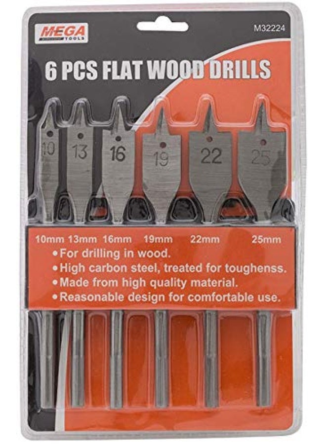 MEGA Flat Wood Inchill Bits In Plastic Rake 6 - Pieces M32224 - Image 1
