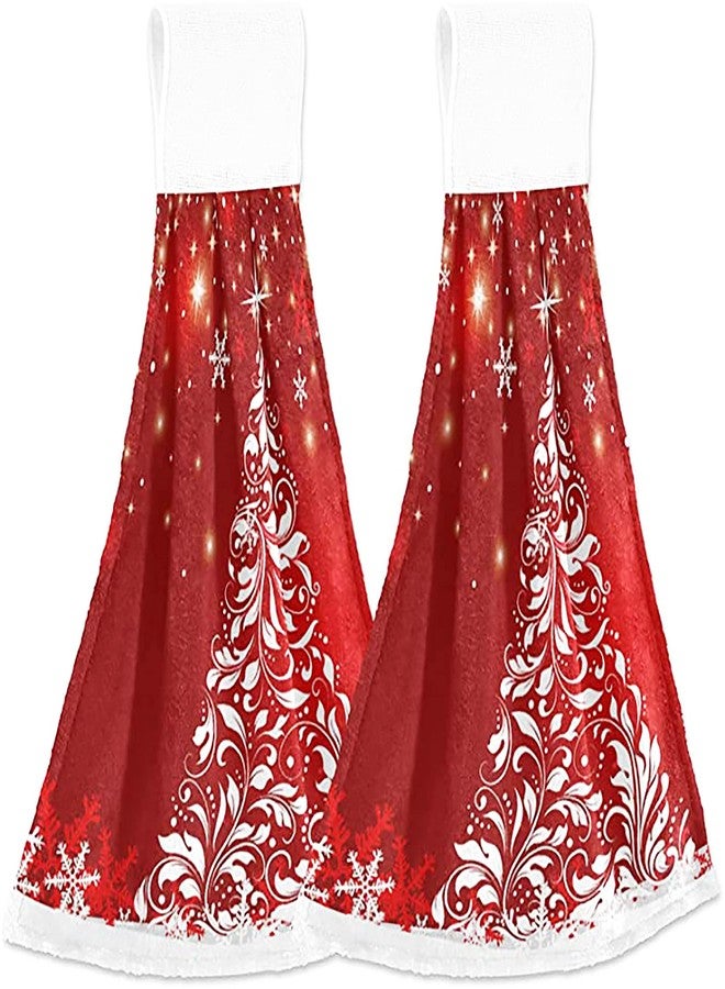 Boccsty Christmas Tree Snowflake Hand Towels - 2 Pcs Winter Hanging Kitchen & Bathroom Towels for Farmhouse Housewarming Tabletop - Image 1