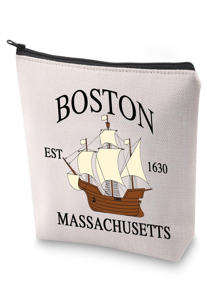 BLUPARK Massachusetts State Makeup Bag - Travel Gift - Boston Est 1630 - Cosmetic Bag - Neighborhood Gift - Image 1