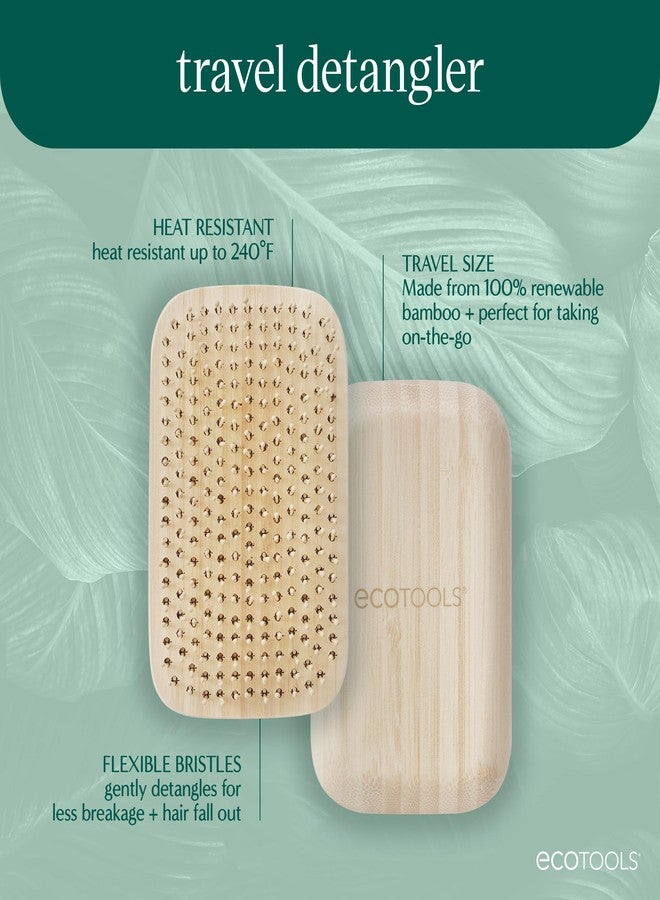 EcoTools Travel Detangler Hairbrush, Gently Detangle & Smooth Hair, Brush For Wet Or Dry Hair, Heat Resistant, Mini Renewable Bamboo Hairbrush For Styling On-The-Go, Vegan & Cruelty-Free, 1 Count - Image 2