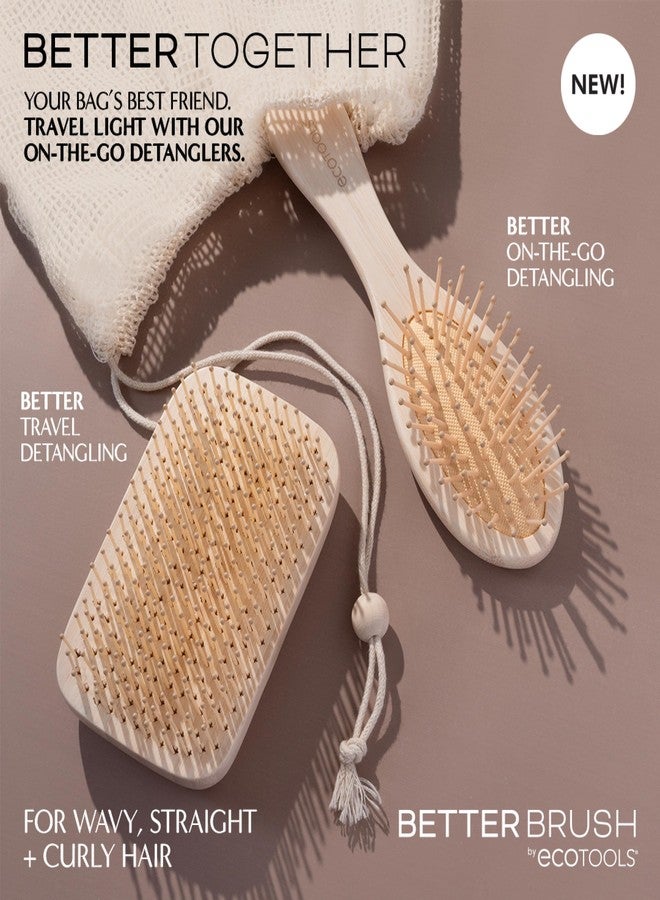 EcoTools Travel Detangler Hairbrush, Gently Detangle & Smooth Hair, Brush For Wet Or Dry Hair, Heat Resistant, Mini Renewable Bamboo Hairbrush For Styling On-The-Go, Vegan & Cruelty-Free, 1 Count - Image 5