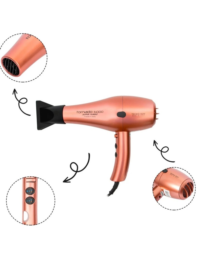 تكنو دراي  مجفف شعر تورنادو  2500 واط سوبر تربو 6000 اسود - Image 2