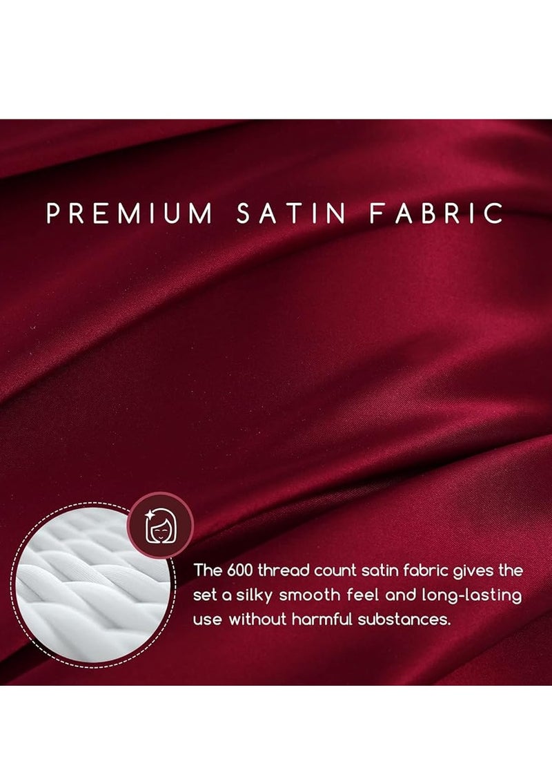 Generic - Silky Queen Bedding Set 4-Piece (Red) - Image 1