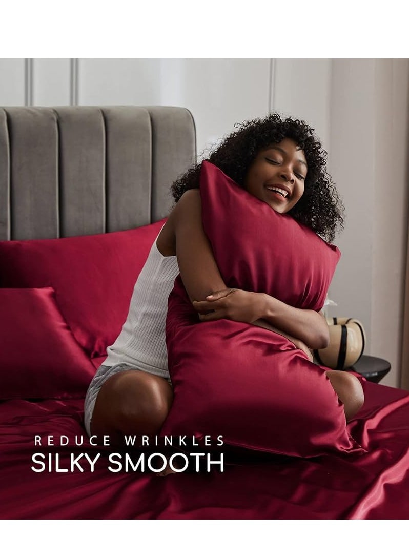 Generic - Silky Queen Bedding Set 4-Piece (Red) - Image 1