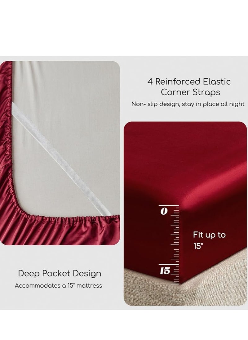 Generic - Silky Queen Bedding Set 4-Piece (Red) - Image 1