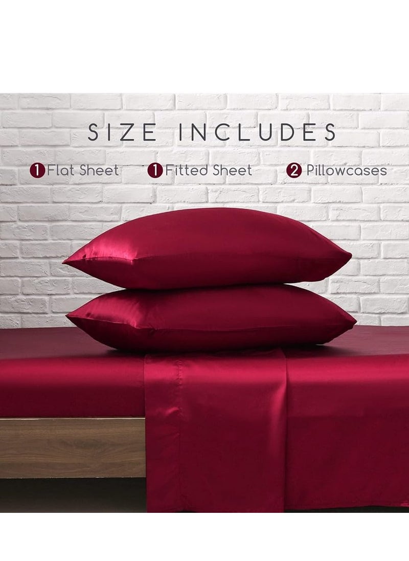 Generic - Silky Queen Bedding Set 4-Piece (Red) - Image 1