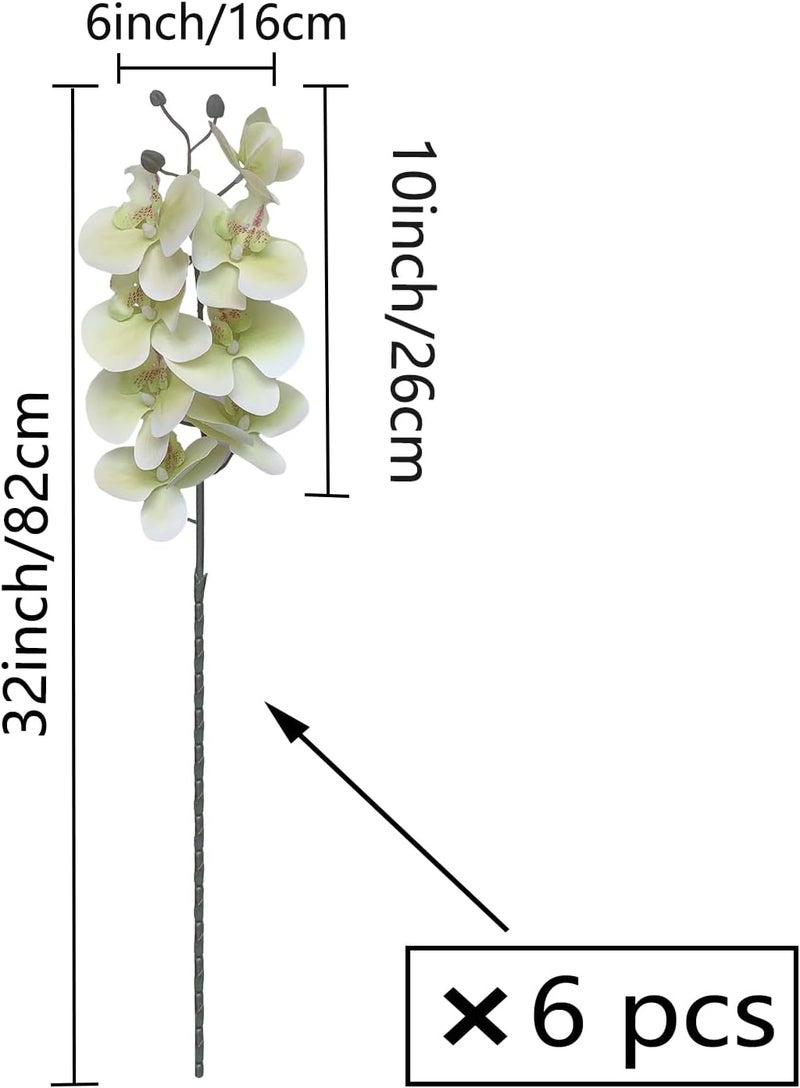 FagusHome Artificial Phalaenopsis Orchids on Stem for Home Decoration - 80cm - Pack of 6 - Light Green - Image 2