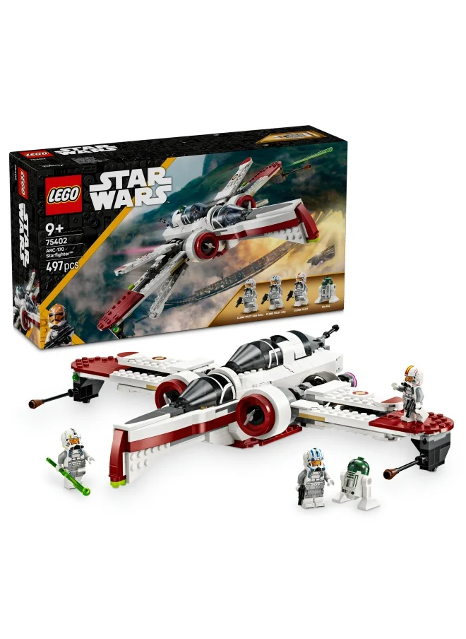 LEGO LEGO Star Wars 75402 ARC-170 Starfighter Building Toy with 3 Clone Pilot Minifigures, plus an R4-P44 Droid Figure, Birthday Gift Idea for Revenge of The Sith Fans, 9+ Year Old Boys and Girls