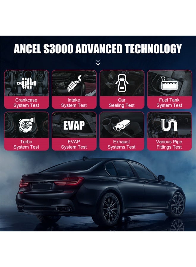أنسيل ANCEL S3000 جهاز فحص تسرب EVAP كاشف تسرب الدخان للسيارات مع مضخة هواء مدمجة، جهاز اختبار أنابيب المركبات، أداة تشخيص تسرب الدخان والهواء للسيارات - Image 5
