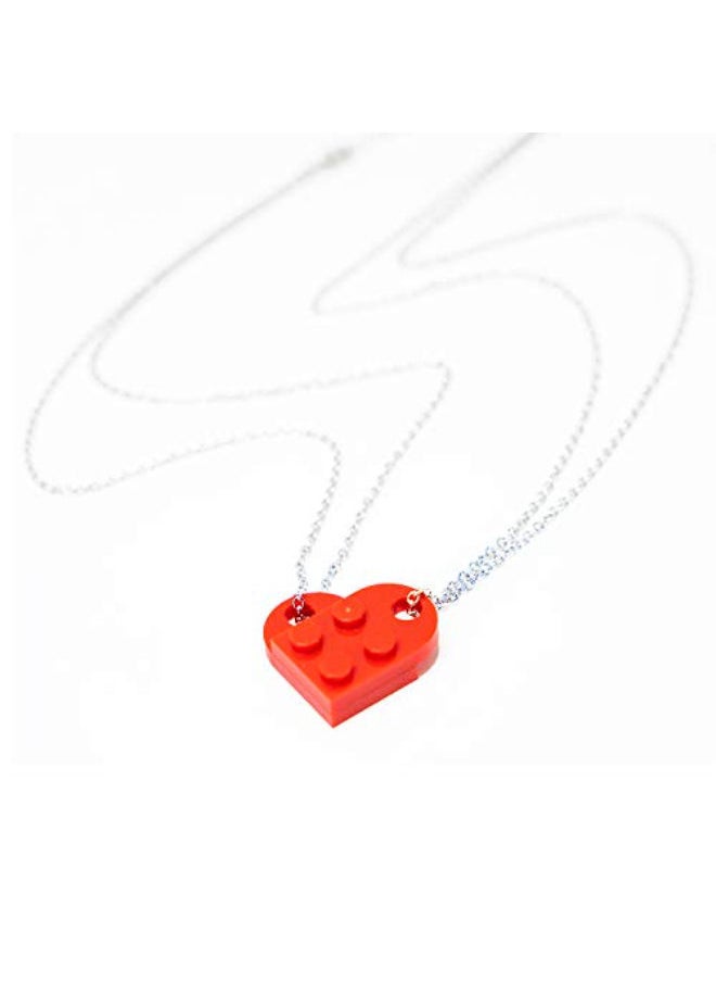 NIBEMINENT Heart Pendant Shaped Brick Necklace 