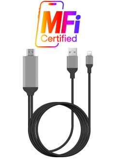 Captaintech [Apple MFi Certified】 Lightning to HDMI Adapter Cable Compatible with iPhone to HDMI 1080P Digital AV Converter for iPhone iPad iPod to TV Cord 6.6FT  - Image 1