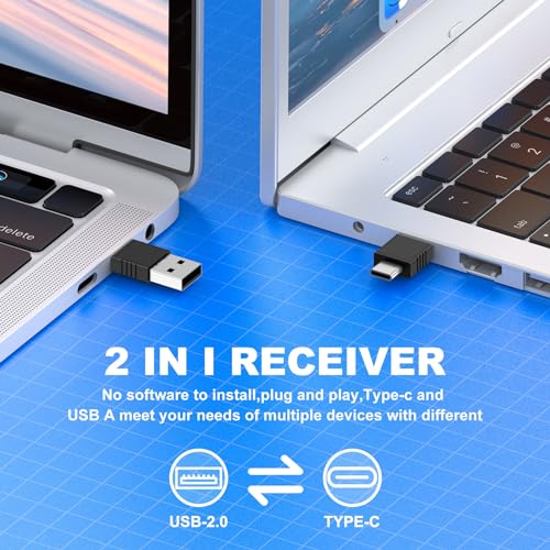 DinoFire USB Type C Wireless Presenter Remote Presentation Clicker,Volume Control PowerPoint Clicker with Red Pointer Long Range PPT Slide Advancer for Mac Laptop PC Computer - Image 2