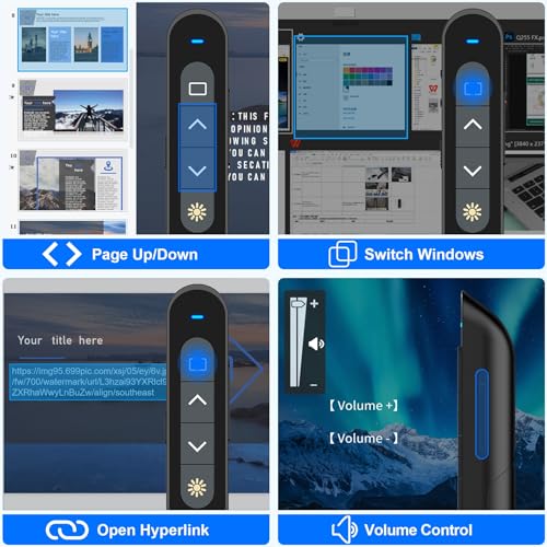 DinoFire USB Type C Wireless Presenter Remote Presentation Clicker,Volume Control PowerPoint Clicker with Red Pointer Long Range PPT Slide Advancer for Mac Laptop PC Computer - Image 3