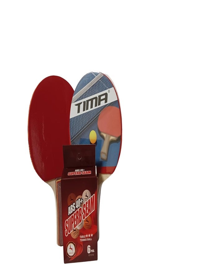 Tima Table Tennis Set - tt Racket and Balls for Professional and Recreational Play, 6 Balls and 2 tt Rackets - Image 3