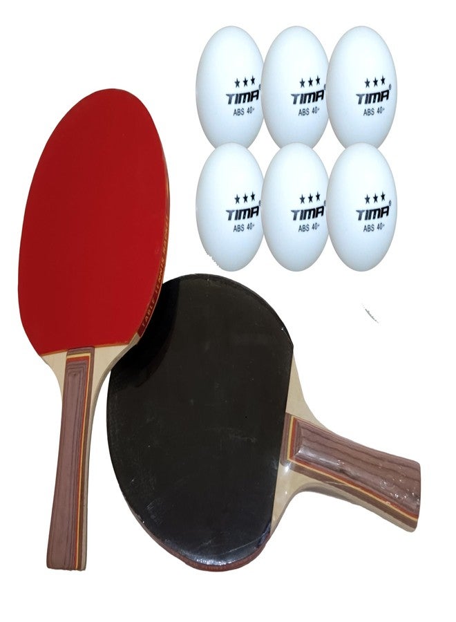 Tima Table Tennis Set - tt Racket and Balls for Professional and Recreational Play, 6 Balls and 2 tt Rackets - Image 2