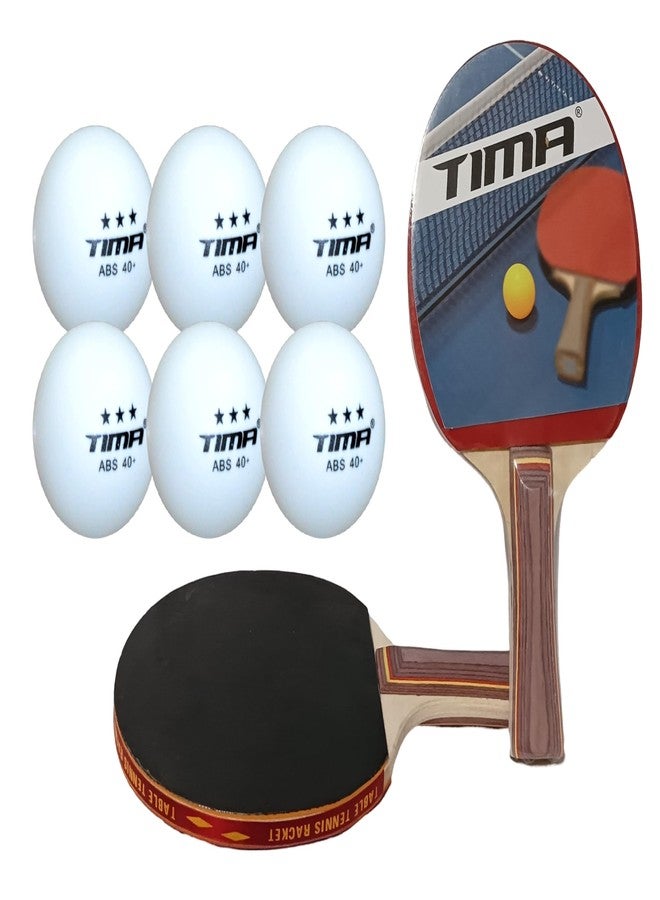 Tima Table Tennis Set - tt Racket and Balls for Professional and Recreational Play, 6 Balls and 2 tt Rackets - Image 4