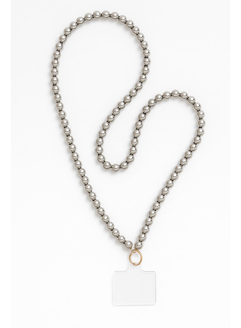 Metal Beads Phone Strap Bundle – Small Wrist Strap + Long Neck Strap – Premium Gold Ring Design – Stylish & Durable - Image 3