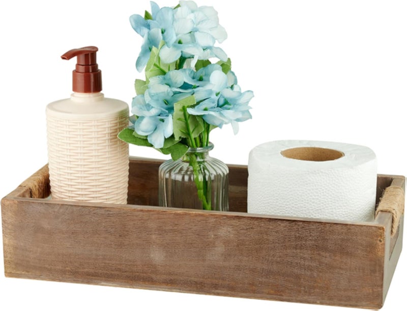 Toilet Tank Topper Paper Basket - Multiuse Rustic Farmhouse Bathroom Decor, Countertop Organizer Storage TPH-06