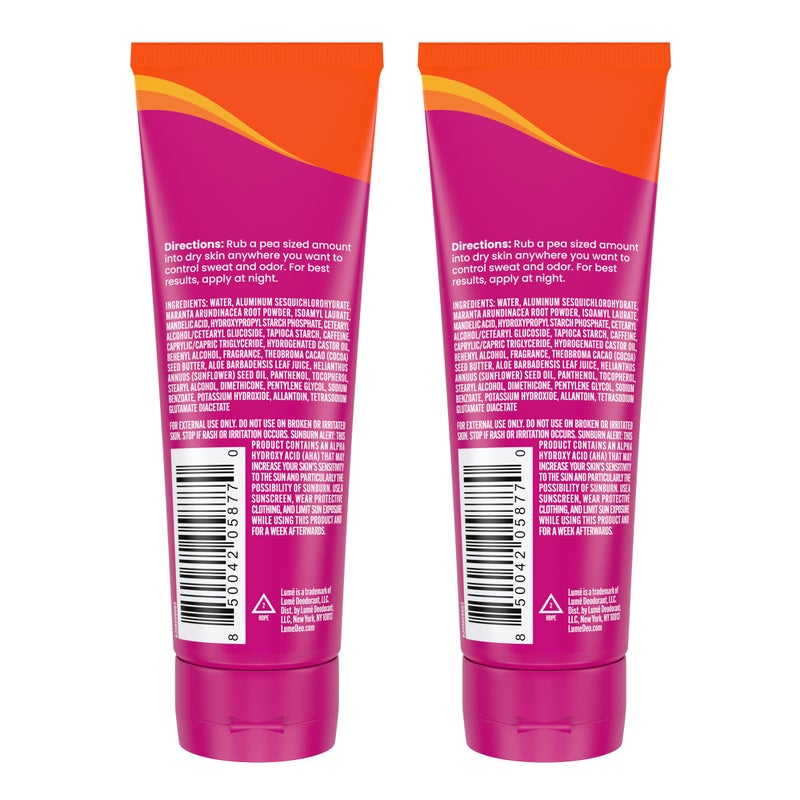 Lume Whole Body Deodorant Plus Sweat Control - Smooth Cream Tube - 72 Hour Odor And Sweat Control - Baking Soda Free, Skin Loving - 3.0 ounce (Pack of 2) (Clean Tangerine) - Image 2