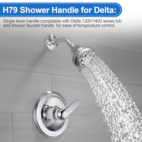 Ophjerg H79 Shower Handle Compatible with Delta Tub & Shower Single Metal Lever Handle, for Delta 1300/1400 Series Faucet Handle Replacement Chrome, Shower Replacement Parts with Screw & Wrench - Image 2