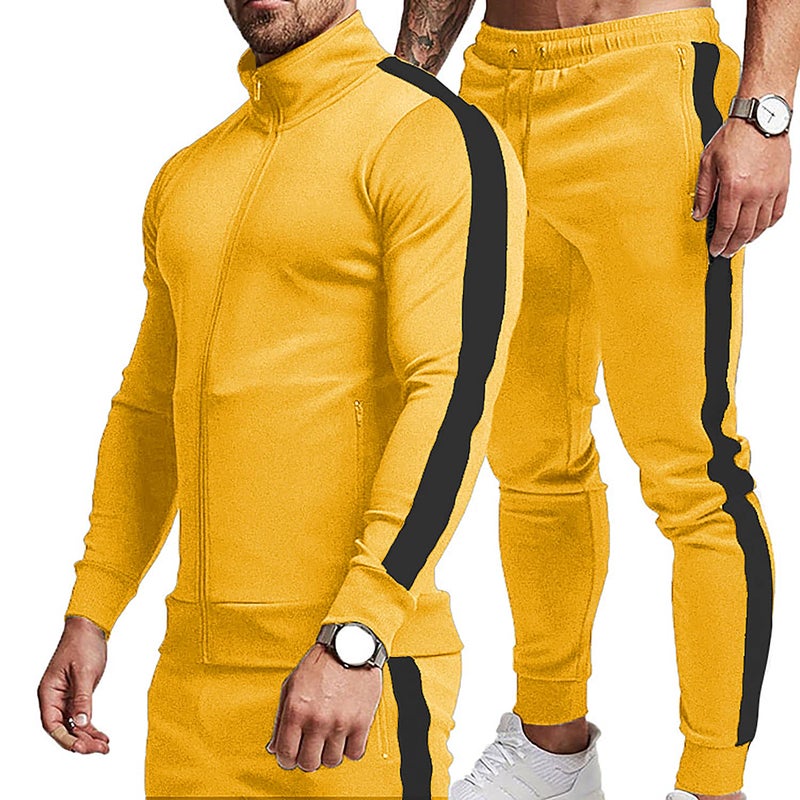 TEZO Men's Casual Active Tracksuits Full Zip Sports Jogging Suits Sets Athletic Running 2 Piece Sweatsuits with Zip Pockets(YLBK M) - Image 1