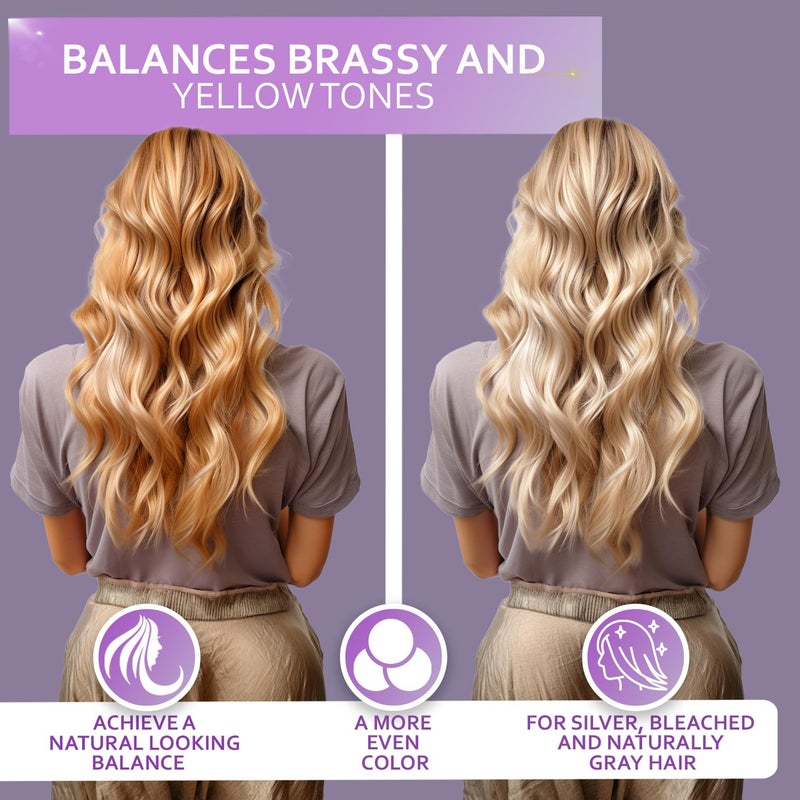 BELLISSO Purple Shampoo and Conditioner Set for Platinum Blonde, Silver, Light, Bleached and Grey Hair - Sulfate and Paraben Free Professional Salon Grade Toner (2 x 16.9 fl oz) â€“ for Women and Men - Image 2