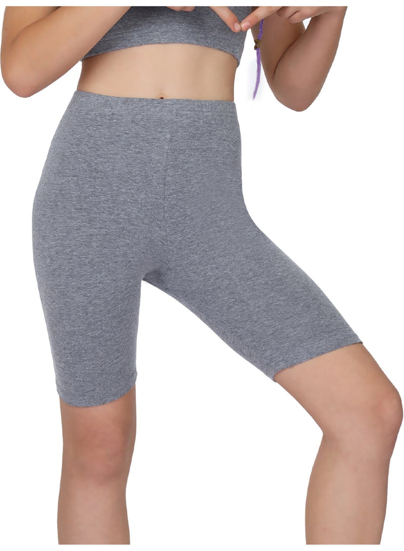 جولد كراون شورت قطني أساسي للبنات - رمادى - Image 1