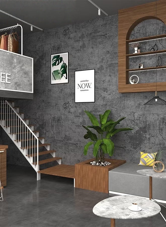 EETU Industrial Wallpaper,5Pcs 100×60CM 3D Gray WallPapers Tiles,DIY Self-Adhesive Industrial Wallpaper Gray,Wall Stickers,Imitation Cement Texture Sticker for Livingroom,Kitchen,Countertops Walls Drawers,Darkgrey - Image 2