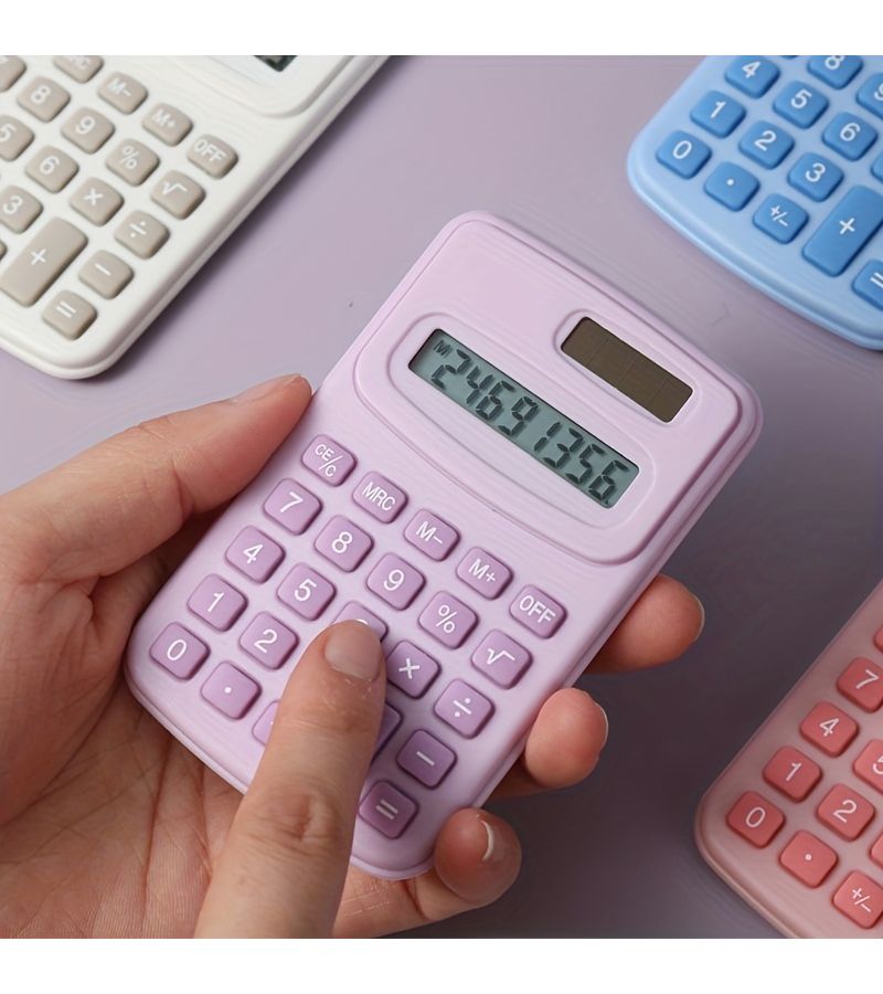 White Cute Cartoon Pocket Tip Calculator Portable - Image 3