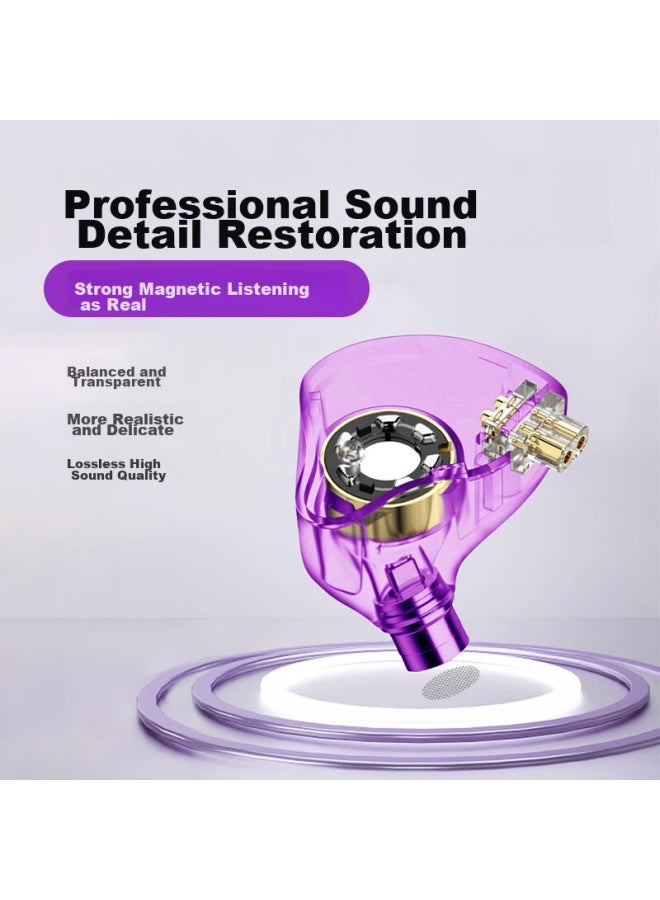 Isk Es60 Purple Wired Monitoring Earphones, In-Ear Professional High-Fidelity Hifi Small Earphones, Karaoke Music Sleep Deep Bass, Universal Earplugs For Mobile Phones, Computers, And Sound Cards - Image 2