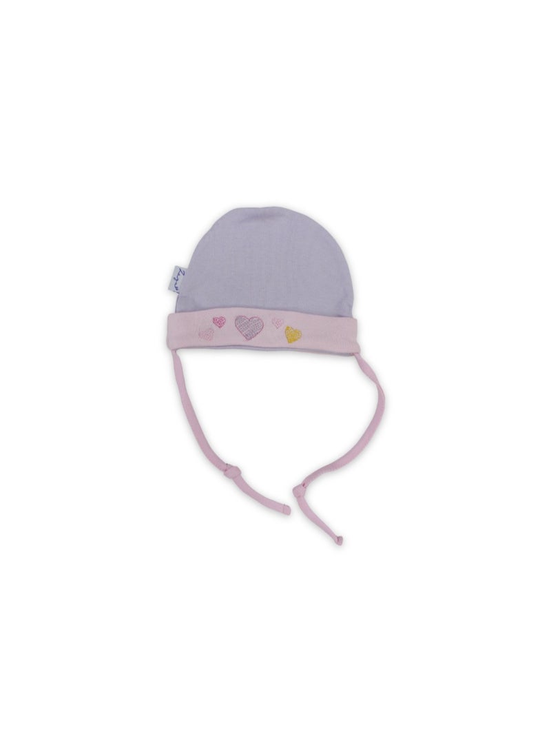 Baby Girls Cotton Beanie – Heart Embroidery - Image 1