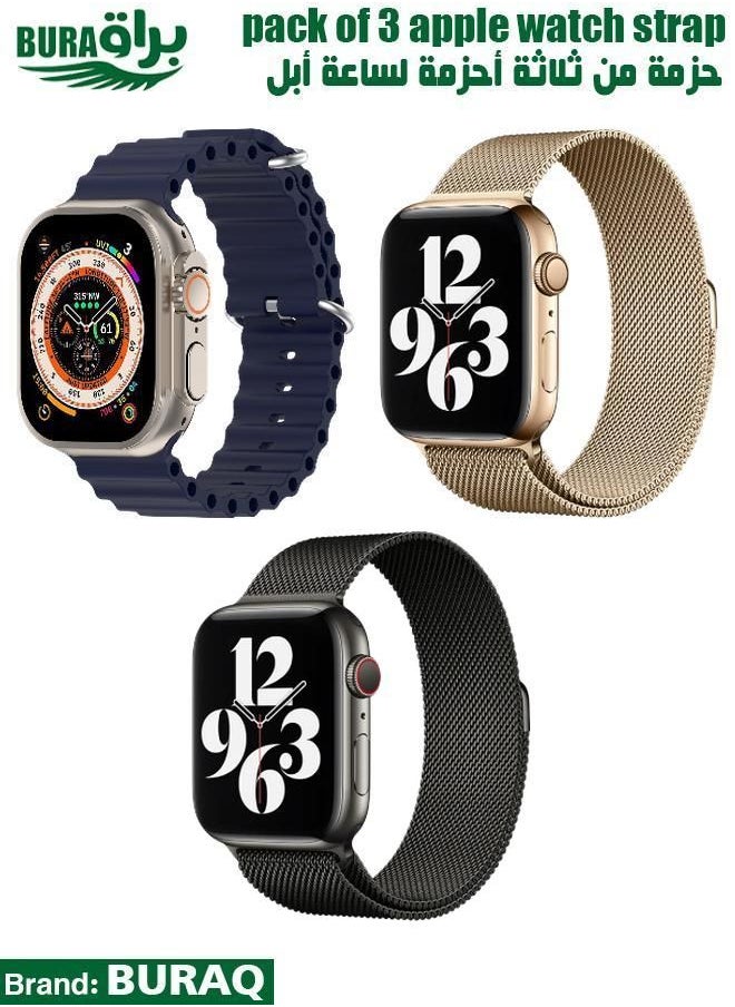 BURAQ - Apple Watch Band Strap For Apple Watch Ultra 2/Ultra 49mm, Series 10 46mm, 9/8/7 45mm, SE2/SE/6/5/4 44mm, 3/2/1 42mm - Image 1