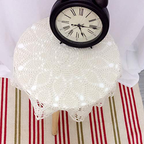 Laivigo New Handmade Crochet Lace Round Table Cloth Doilies Doily,24 Inch,Beige - Image 5