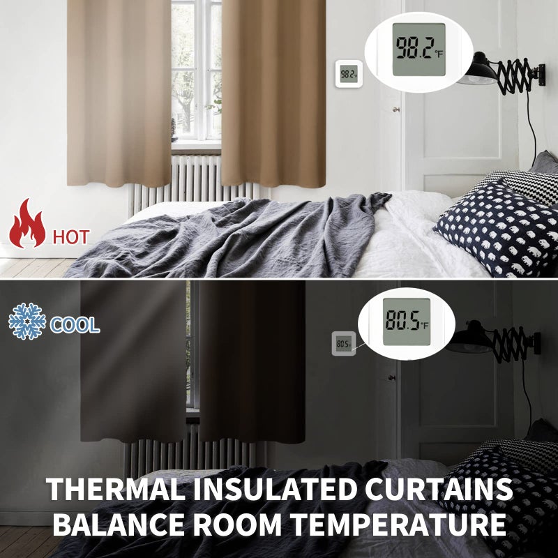 BGment Blackout Curtains for Living Room - Grommet Thermal Insulated Room Darkening Curtains for Bedroom  2 Panels of 52 x 45 Inch  Taupe - Image 4