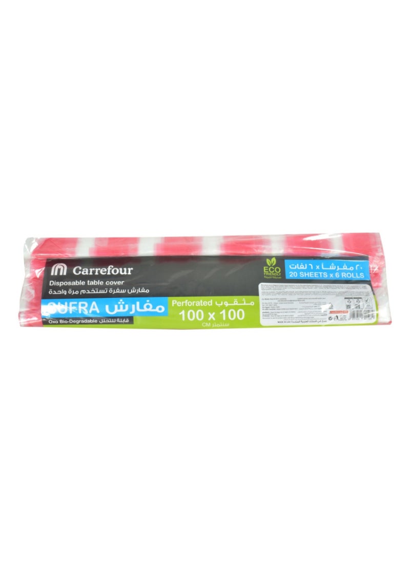 Carrefour Bio Sufra Disposable Table Cover Pink 20 Sheets 1 Rolls 