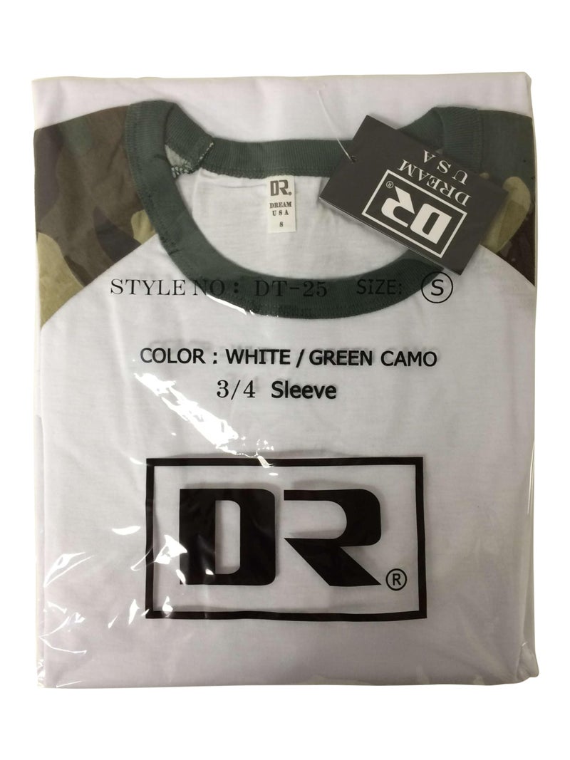 DREAM USA Men's Casual 3/4 Sleeve Baseball Tshirt Raglan Jersey Shirt Dark Camo Medium - Image 4