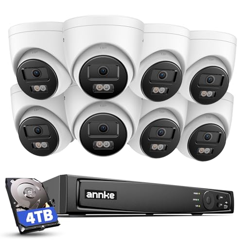 ANNKE 16CH 4K PoE Security Camera System, 12MP H.265+ NVR with 4TB HDD and 8X 4K/8MP IP Wired Cams, AI Human Vehicle Detection, Spotlight Color Night Vision, Built-in Mic, Compatible with Alexa - Image 1