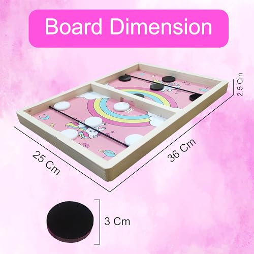 VGRASSP Fastest Finger Wooden Board Game for Kids & Adults - String Hockey Sling Puck Birthday Gift for Family Entertainment - Made with Pine Wood Structure (14 Inch Random Design) - Image 3