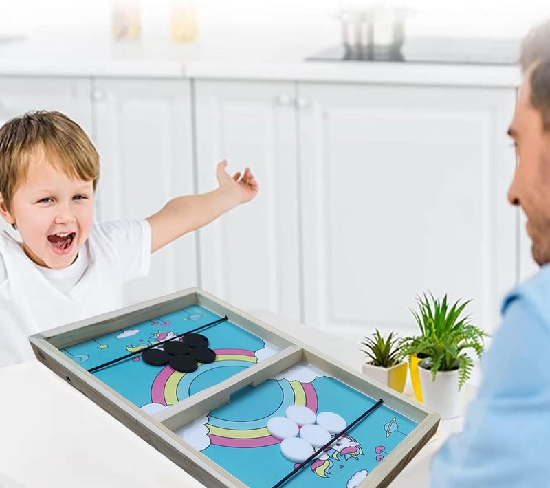 VGRASSP Fastest Finger Wooden Board Game for Kids & Adults - String Hockey Sling Puck Birthday Gift for Family Entertainment - Made with Pine Wood Structure (14 Inch Random Design) - Image 2