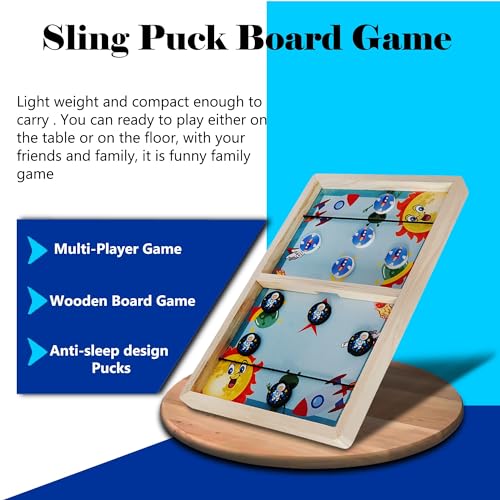 VGRASSP Fastest Finger Wooden Board Game for Kids & Adults - String Hockey Sling Puck Birthday Gift for Family Entertainment - Made with Pine Wood Structure (14 Inch Random Design) - Image 5